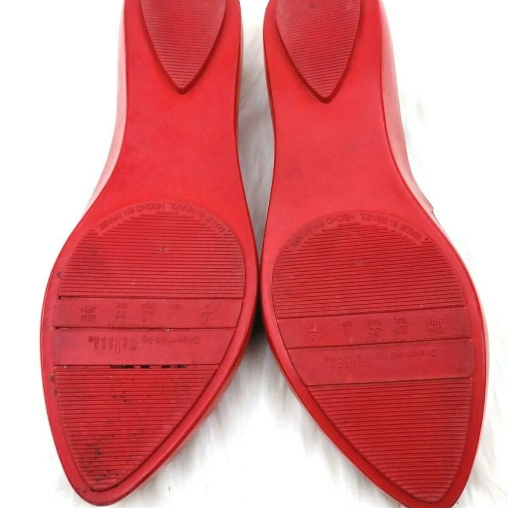 Dreamed by Melissa Red Rubber Pointed Toe Flats - Picture 7 of 8
